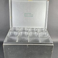 Set of Eight Signed Steuben Clear Glass Trumpet Form Champagne Glasses, 20th century