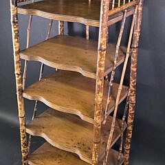 Antique, “Tortoiseshell”, Bamboo Five-Tier Etagere Bookshelf, 19th century