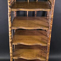 Antique, “Tortoiseshell”, Bamboo Five-Tier Etagere Bookshelf, 19th century