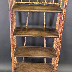 Antique, “Tortoiseshell”, Bamboo Four-Tier Etagere Bookshelf, 19th century