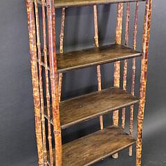 Antique, “Tortoiseshell”, Bamboo Four-Tier Etagere Bookshelf, 19th century