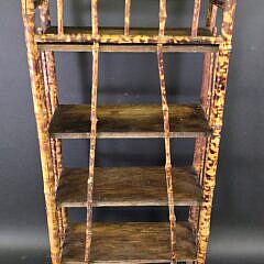 Antique, “Tortoiseshell”, Bamboo Four-Tier Etagere Bookshelf, 19th century