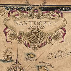 Vintage Antique Style Pictorial Nantucket Island Map, 20th century