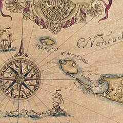 Vintage Antique Style Pictorial Nantucket Island Map, 20th century