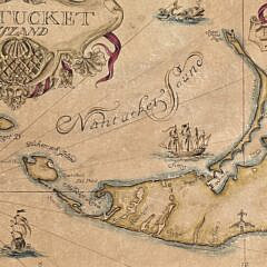 Vintage Antique Style Pictorial Nantucket Island Map, 20th century