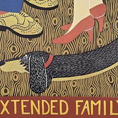 Stephen Huneck Limited Edition Serigraph Silk Screen, “Extended Family”, circa 1998