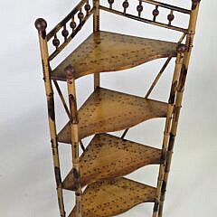 Antique English Bamboo Four-Tier Corner Etagere Bookshelf, 19th century