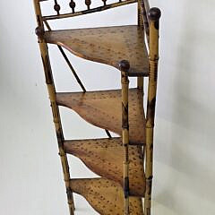 Antique English Bamboo Four-Tier Corner Etagere Bookshelf, 19th century