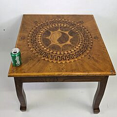 Vintage Multiwood Inlaid Ying Yang Coffee or Side Table, 20th century