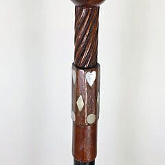 Antique Heart and Diamond Inlaid Gentleman’s Walking Stick, 19th century