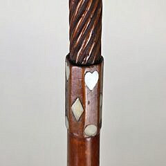 Antique Heart and Diamond Inlaid Gentleman’s Walking Stick, 19th century