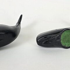 Three Cast Iron Graduating Sperm Whale Paper Weight Figurines, 20th century
