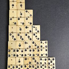 Complete Set of Antique Sailor Made Bone and Ebony Dominoes, 19th century