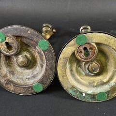 Pair of Antique Brass Nautical Gimbaled Ships Candlestick Holders, 19th century