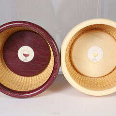 Pair of Dale Rutherford 2018 Nantucket Lightship Woven Coasters with Scrimshaw Disk