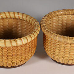 Pair of Nantucket Lightship Woven Basket Coasters by M.F.Dias ’05