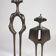 Two Patina Bronze Standing Sculptures