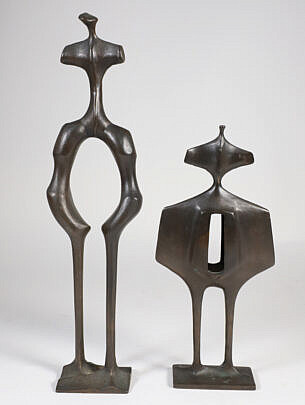 Two Patina Bronze Standing Sculptures