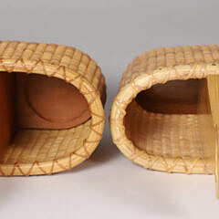 Pair of Nantucket Lightship Woven Salt and Pepper Basket Holders