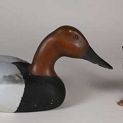 Jean Charles Berruet Carved and Painted Duck Decoy and Al Silva Carved Bird on Drift Wood