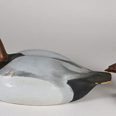 Jean Charles Berruet Carved and Painted Duck Decoy and Al Silva Carved Bird on Driftwood