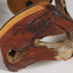 Jean Charles Berruet Carved and Painted Duck Decoy and Al Silva Carved Bird on Driftwood