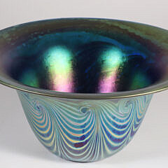 Pulled Feather Art Glass Bowl