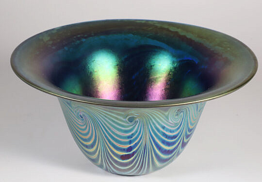 Pulled Feather Art Glass Bowl