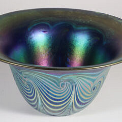 Pulled Feather Art Glass Bowl