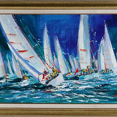 Kerry Hallam Oil on Canvas "Race Week"