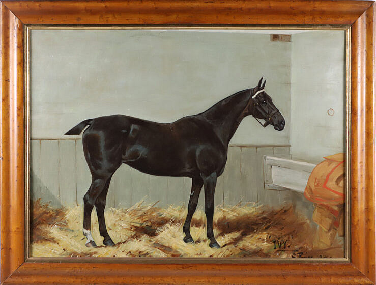 G. Price Oil on Canvas "Portrait of the Champion Horse Ivy"
