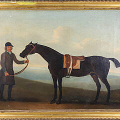 Oil on Canvas "Portrait of Horse and Trainer", 19th Century