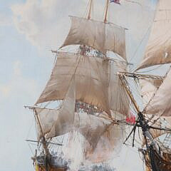 Barry Mason Oil on Linen “The Bow Shot H.M.S. Reindeer Engaging U.S.S. Wasp”