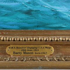 Barry Mason Oil on Linen “The Bow Shot H.M.S. Reindeer Engaging U.S.S. Wasp”