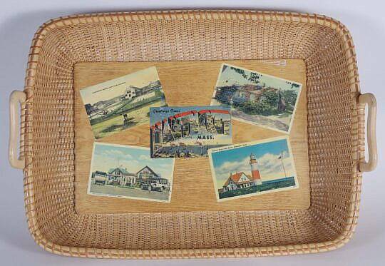 Nantucket Contemporary Woven Tray with Five Nantucket Postcards by East Ward Designs c. 2003