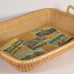 Contemporary Woven Nantucket Tray with Five Nantucket Postcards by East Ward Designs c. 2003