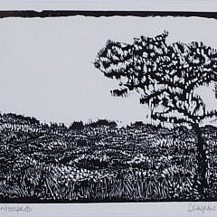 David Lazarus Limited Edition Wood Engraving, "Landscape", c. 1989, edition #1/20