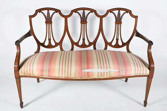 English Hepplewhite Style Triple Back Settee