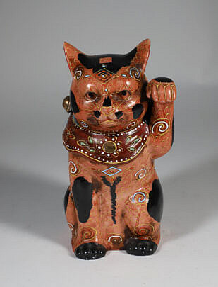 Vintage Japanese Kutani Maneki Neko Lucky Cat