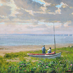 Douglas Flackman Oil on Linen “A Couple Enjoying the Harbor View”