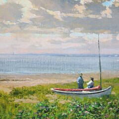 Douglas Flackman Oil on Linen “A Couple Enjoying the Harbor View”