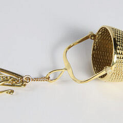 Signed Diana Kim England 18k Yellow Gold Limited Edition Nantucket Basket Pendant and Chain