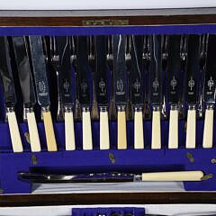 Sheffield Ivorine-Handled Stainless Steel Flatware in the Old English Pattern by Viner’s LTD