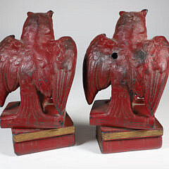 Pair Vintage Pot Metal Polychromed Owl on Books Bookends