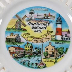 Vintage Nantucket Souvenir Plate with Historical Views