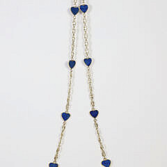 14k Yellow Gold Sweet Hearts Lapis Lazuli Necklace with 10 Heart Motifs