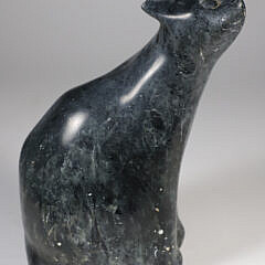 Vintage Polished Black Marble Seated Cat