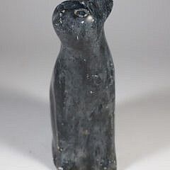 Vintage Polished Black Marble Seated Cat Sculpture Signed Jaito, ’72