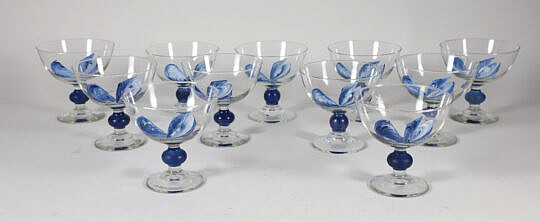 Set of 11 Hand Painted Mussel Desert Glasses