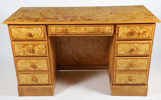 English Style "Vinegar" Grain Painted Knee-Hole Desk